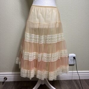 Vintage Fantasy Lingerie Half Slip Petticoat Lace Trim Small Dupont Nylon Size S